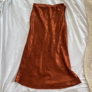 Forever 21 Faux Satin Midi Skirt